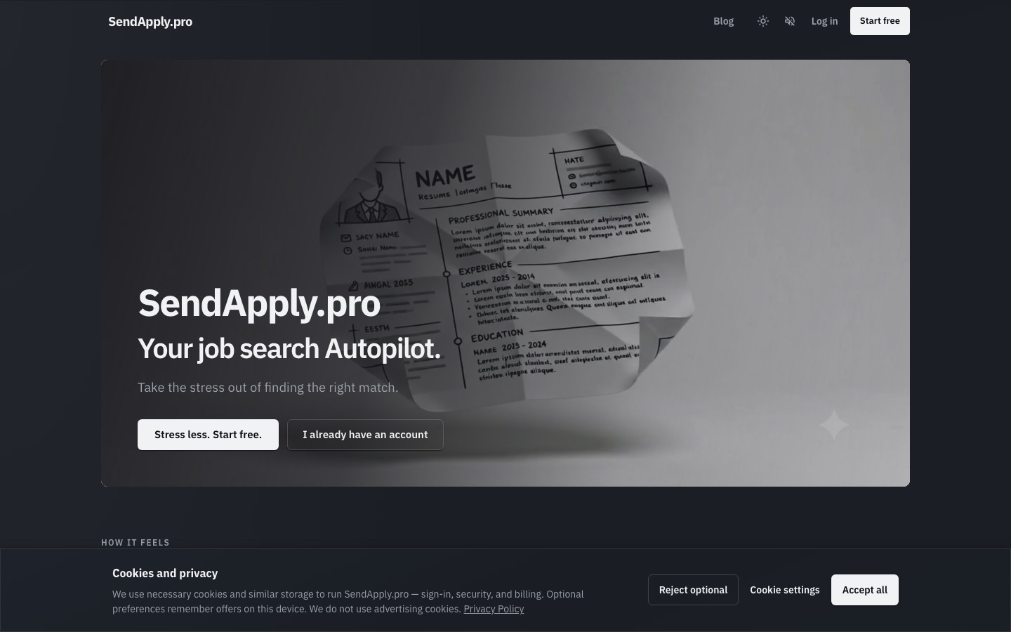 sendapply.pro homepage — job search Autopilot